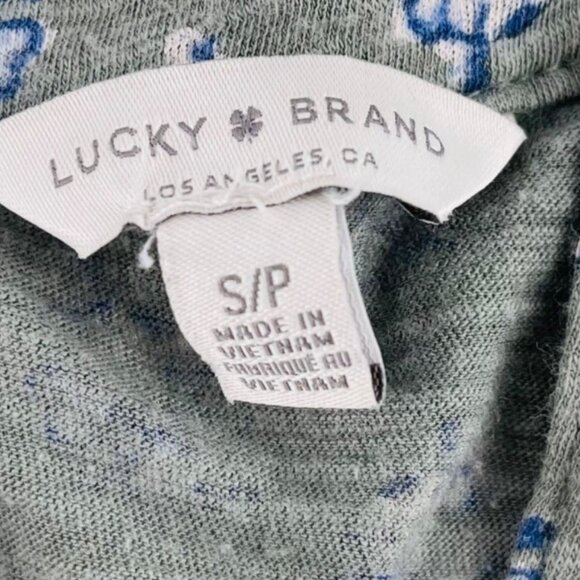 Lucky Brand Boho Floral Button-Up Top Soft Stretch Women's sz Small Blue & Green - Picture 2 of 5